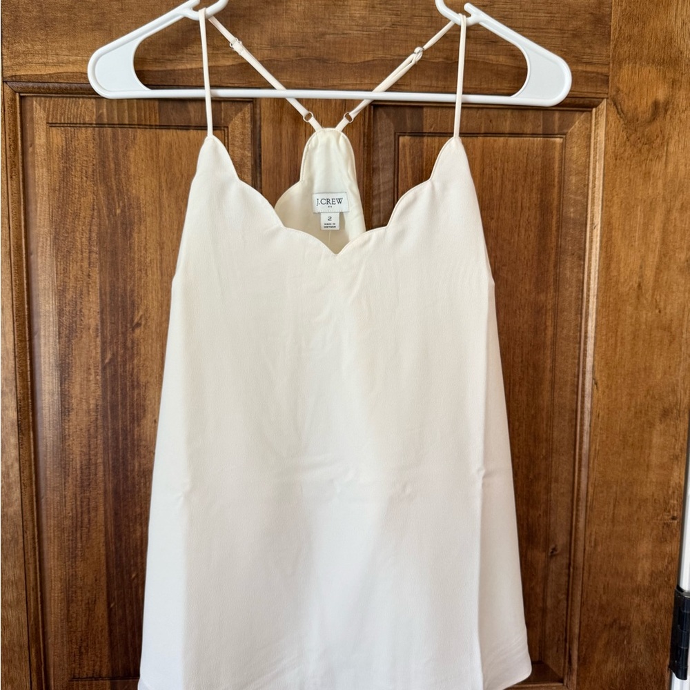 J. Crew Cream Scallop V-Neck Cami